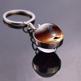 Full Moon Jupiter Planet Keychain Double Sided Glass Ball Cabochon Jewelry Galaxy Stars Nebula Ball Pendant Key Chain Men Gifts