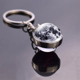 Full Moon Jupiter Planet Keychain Double Sided Glass Ball Cabochon Jewelry Galaxy Stars Nebula Ball Pendant Key Chain Men Gifts
