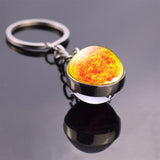 Full Moon Jupiter Planet Keychain Double Sided Glass Ball Cabochon Jewelry Galaxy Stars Nebula Ball Pendant Key Chain Men Gifts