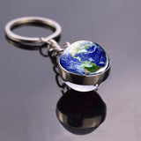 Full Moon Jupiter Planet Keychain Double Sided Glass Ball Cabochon Jewelry Galaxy Stars Nebula Ball Pendant Key Chain Men Gifts