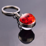 Full Moon Jupiter Planet Keychain Double Sided Glass Ball Cabochon Jewelry Galaxy Stars Nebula Ball Pendant Key Chain Men Gifts