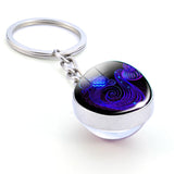 New 12 Constellation Keychain Bull Sheep Lion Crab Scorpion Zodiac Glass Ball Key Chain Car Key Ring Men Birthday Gift