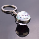 African Proverb "Hakuna Matata" Crystal Ball Key Chain Inspirational Quote Double Sided Keyring Book Jewelry Christmas Gift
