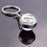 African Proverb "Hakuna Matata" Crystal Ball Key Chain Inspirational Quote Double Sided Keyring Book Jewelry Christmas Gift