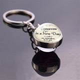African Proverb "Hakuna Matata" Crystal Ball Key Chain Inspirational Quote Double Sided Keyring Book Jewelry Christmas Gift