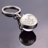 African Proverb "Hakuna Matata" Crystal Ball Key Chain Inspirational Quote Double Sided Keyring Book Jewelry Christmas Gift