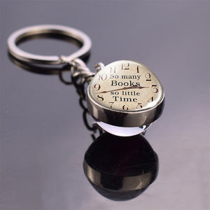 African Proverb "Hakuna Matata" Crystal Ball Key Chain Inspirational Quote Double Sided Keyring Book Jewelry Christmas Gift
