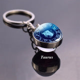 New Arrivals 12 Constellation Jewelry Zodiac Keychain Crystal Glass Ball Pendant Keyring Car Accessories Couple Christmas Gifts