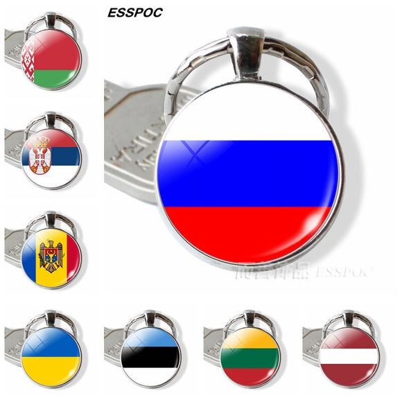 Russia Flag Keychain Eastern European Country Flag Key Chain Ukraine Belarus Estonia Latvia Lithuania Moldova Flag Jewelry Gifts