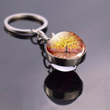 Tree of Life Art Picture Glass Ball Keychain Stainless Steel Metal Key Chain Holder Keyring Tree of Life Pendant Jewelry Christ