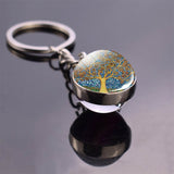 Tree of Life Art Picture Glass Ball Keychain Stainless Steel Metal Key Chain Holder Keyring Tree of Life Pendant Jewelry Christ