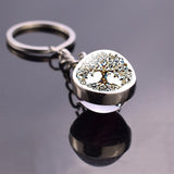 Tree of Life Art Picture Glass Ball Keychain Stainless Steel Metal Key Chain Holder Keyring Tree of Life Pendant Jewelry Christ