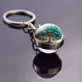 Tree of Life Art Picture Glass Ball Keychain Stainless Steel Metal Key Chain Holder Keyring Tree of Life Pendant Jewelry Christ