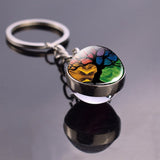 Tree of Life Art Picture Glass Ball Keychain Stainless Steel Metal Key Chain Holder Keyring Tree of Life Pendant Jewelry Christ