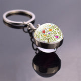 Tree of Life Art Picture Glass Ball Keychain Stainless Steel Metal Key Chain Holder Keyring Tree of Life Pendant Jewelry Christ