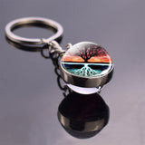 Tree of Life Art Picture Glass Ball Keychain Stainless Steel Metal Key Chain Holder Keyring Tree of Life Pendant Jewelry Christ