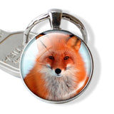 Fox Keychain Lovely Fox Picture Glass Cabochon Key chain Fox Jewelry Animal Key Pendant Christmas Gifts for Kids Dropshipping