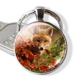 Fox Keychain Lovely Fox Picture Glass Cabochon Key chain Fox Jewelry Animal Key Pendant Christmas Gifts for Kids Dropshipping