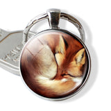 Fox Keychain Lovely Fox Picture Glass Cabochon Key chain Fox Jewelry Animal Key Pendant Christmas Gifts for Kids Dropshipping