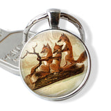 Fox Keychain Lovely Fox Picture Glass Cabochon Key chain Fox Jewelry Animal Key Pendant Christmas Gifts for Kids Dropshipping