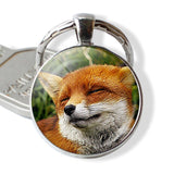 Fox Keychain Lovely Fox Picture Glass Cabochon Key chain Fox Jewelry Animal Key Pendant Christmas Gifts for Kids Dropshipping