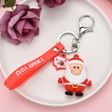 Santa Claus Keychain Car Soft Cartoon Bag Pendant Key chain Christmas KeyRing Elk Gift Doll Pendant Christmas present K2346
