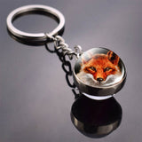 Fox Keychain Lovely Fox Picture Glass Ball Keychain Double Side Cabochon Glass Metal Keyring Christmas Gift for Men for Women