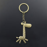 New Keychain 66x36mm running giraffe deer Silver Bronze Pendants DIY Men Car Key Chain Ring Holder Keyring Souvenir Jewelry Gift