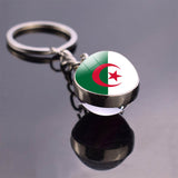 North Africa Flag Keychain Algeria Sudan Tunisia Morocco Libya Egypt Glass Ball Keyring Chain Country National Flag Jewelry
