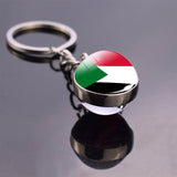North Africa Flag Keychain Algeria Sudan Tunisia Morocco Libya Egypt Glass Ball Keyring Chain Country National Flag Jewelry