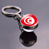 North Africa Flag Keychain Algeria Sudan Tunisia Morocco Libya Egypt Glass Ball Keyring Chain Country National Flag Jewelry