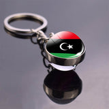 North Africa Flag Keychain Algeria Sudan Tunisia Morocco Libya Egypt Glass Ball Keyring Chain Country National Flag Jewelry