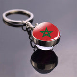 North Africa Flag Keychain Algeria Sudan Tunisia Morocco Libya Egypt Glass Ball Keyring Chain Country National Flag Jewelry