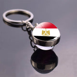 North Africa Flag Keychain Algeria Sudan Tunisia Morocco Libya Egypt Glass Ball Keyring Chain Country National Flag Jewelry