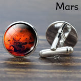 Full Moon Solar System Planet for Men Cufflinks Set Galaxy Nebula Earth Sun Jupiter Jewelry Suit Shirt Silver Cuff Links Gift