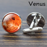 Full Moon Solar System Planet for Men Cufflinks Set Galaxy Nebula Earth Sun Jupiter Jewelry Suit Shirt Silver Cuff Links Gift