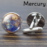 Full Moon Solar System Planet for Men Cufflinks Set Galaxy Nebula Earth Sun Jupiter Jewelry Suit Shirt Silver Cuff Links Gift