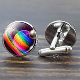 Full Moon Solar System Planet for Men Cufflinks Set Galaxy Nebula Earth Sun Jupiter Jewelry Suit Shirt Silver Cuff Links Gift