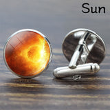 Full Moon Solar System Planet for Men Cufflinks Set Galaxy Nebula Earth Sun Jupiter Jewelry Suit Shirt Silver Cuff Links Gift