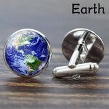 Full Moon Solar System Planet for Men Cufflinks Set Galaxy Nebula Earth Sun Jupiter Jewelry Suit Shirt Silver Cuff Links Gift