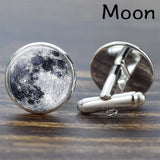 Full Moon Solar System Planet for Men Cufflinks Set Galaxy Nebula Earth Sun Jupiter Jewelry Suit Shirt Silver Cuff Links Gift