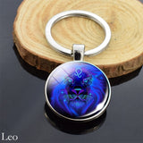 12 Constellation Sign Crystal Ball Keychain Scorpio Leo Pisces Zodiac Glass Sphere Key Rings Birthday Gift for Women Men Pendant