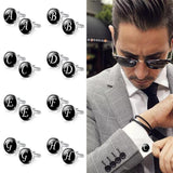 Jiayiqi Trendy Men Cufflinks A-Z Single Alphabet Shirt Cuff Button Business Cuff links Silver Color Male Cufflinks Wedding Gifts