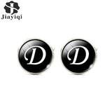 Jiayiqi Trendy Men Cufflinks A-Z Single Alphabet Shirt Cuff Button Business Cuff links Silver Color Male Cufflinks Wedding Gifts
