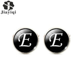 Jiayiqi Trendy Men Cufflinks A-Z Single Alphabet Shirt Cuff Button Business Cuff links Silver Color Male Cufflinks Wedding Gifts