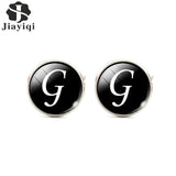 Jiayiqi Trendy Men Cufflinks A-Z Single Alphabet Shirt Cuff Button Business Cuff links Silver Color Male Cufflinks Wedding Gifts