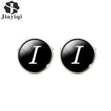 Jiayiqi Trendy Men Cufflinks A-Z Single Alphabet Shirt Cuff Button Business Cuff links Silver Color Male Cufflinks Wedding Gifts