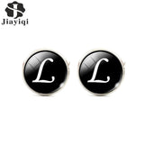 Jiayiqi Trendy Men Cufflinks A-Z Single Alphabet Shirt Cuff Button Business Cuff links Silver Color Male Cufflinks Wedding Gifts