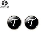 Jiayiqi Trendy Men Cufflinks A-Z Single Alphabet Shirt Cuff Button Business Cuff links Silver Color Male Cufflinks Wedding Gifts