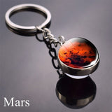 Solar System Planet Keychain Moon Earth Mars Galaxy Art Picture Cabochon Glass Ball Key Chain Universe Jewelry For Men For Women